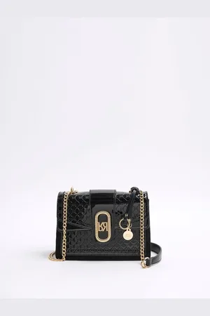 River Island Black Panelled Monogram Shoulder Bag one