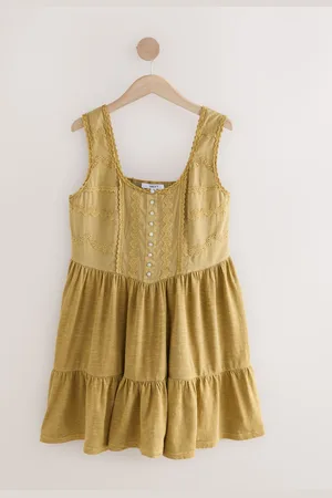 Next Embroidery Corset Waist Mini 100% Cotton Dress 10tall