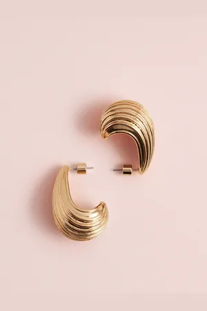 Next Gold Tone Tabitha Simmons x Copper Ridged Hoops Earrings One