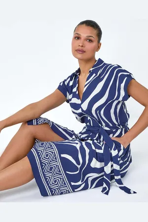 Roman Border Print Pocket Midi Dress AU 16
