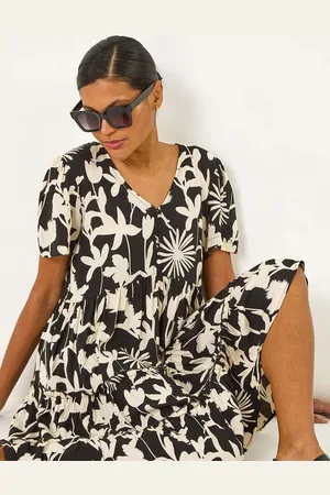 Roman Shadow Floral Tiered Smock Dress AU 16