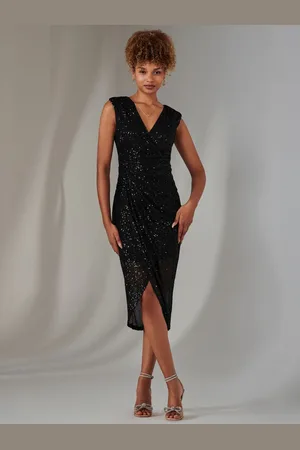 Jolie Moi Plain Wrap Mesh Maxi Dress AU 12