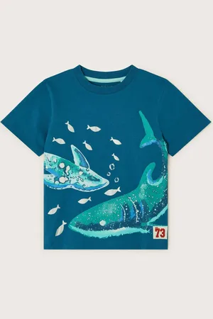 Monsoon Blue Shark Graphic 100% Cotton T-Shirt 12