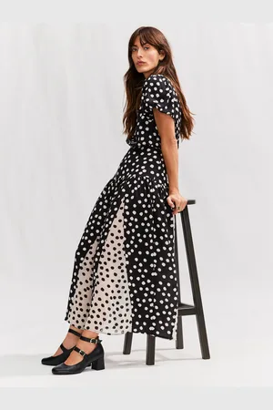 Next Short Sleeve Crew Neck Spliced Midi Dress AU 14