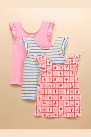 Joules Butterfly Pink Frill Sleeve Vest Three Pack 98104cm