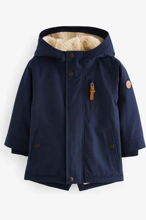 Next Navy Waterproof Borg Fleece Lined Parka (3mths-7yrs) 3