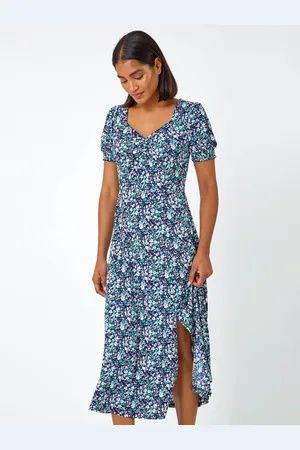 Roman Ditsy Floral Ruched Maxi Dress AU 16