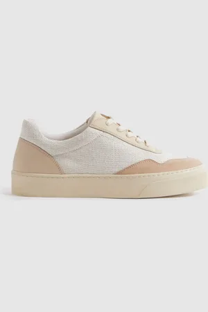 Reiss Natural Asha Canvas Leather Chunky Trainers eu39uk6
