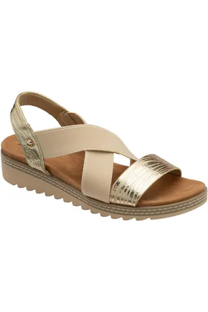 Dunlop Gold Elasicated Strap Wedge Sandals eu41uk7