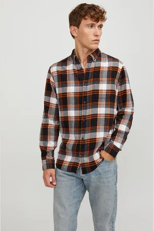 JACK & JONES Button Down Long Sleeve Checked 100% Cotton Shirt M
