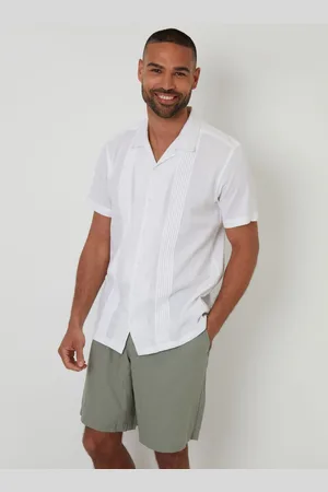 Threadbare Pleat Detail Linen Blend Short Sleeve Shirt xlarge