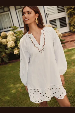 Next Long Sleeve Broderie Summer Mini Dress M Reg