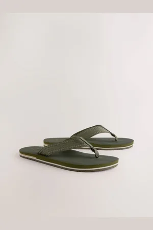 Next Khaki Green Textured Flip Flops uk9eu43