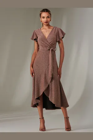 Jolie Moi Marlie Metallic Angel Sleeves Maxi Dress AU 14