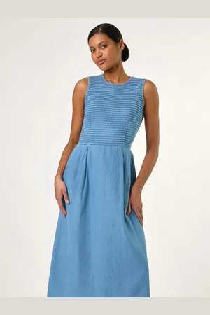 Roman 100% Cotton Denim Midi Stretch Dress AU 12