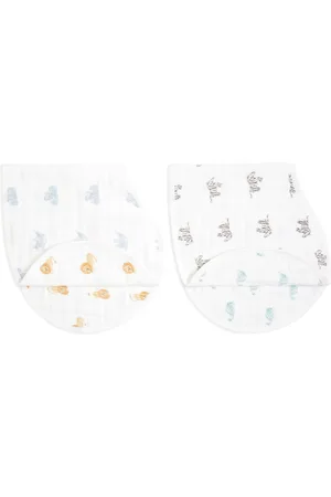 Aden + Anais White Organic Cotton Muslin Burpy Bibs 2 Pack one