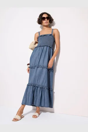 Friends Like These Chambray Tiered 100% Cotton Midi Dress 10