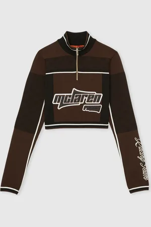 Reiss Chocolate Brown Ultra McLaren F1 Team Half-Zip Crop Top AU 6
