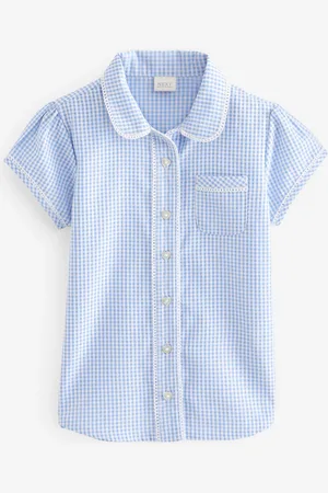 Next Blue Cotton Rich School Gingham Blouse (3-14yrs) 4 Years (104cm)