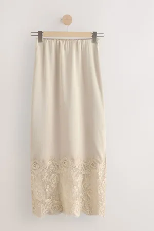 Next Satin Midi Skirt With Lace Trim 12