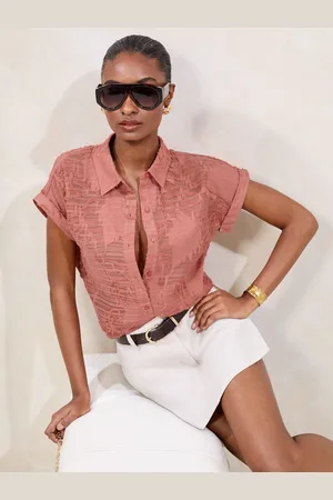 Lipsy London Burnout Button Through Short Sleeve Shirt 10
