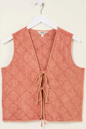 Fat Face FatFace Rose Pink Quilted Tie Front Waistcoat medium