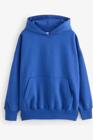 Next Cobalt Blue Oversized Relaxed Fit Heavyweight Brushed Longline Hoodie Sweatshirt L Reg