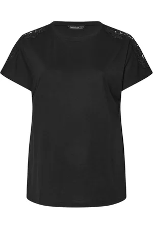 Evans Crochet Shoulder Black T-Shirt AU 30-32