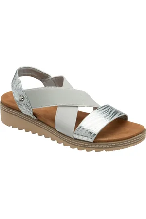 Dunlop Silver Elasicated Strap Wedge Sandals eu39uk6