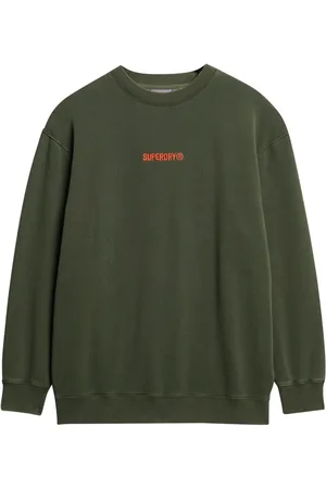 Superdry Army Khaki Army Khaki Micro Logo Graphic Loose Crew Neck Sweatshirt M