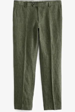 Next Green Slim Fit Signature Leomaster Italian 100% Linen Fabric Suit Trousers 34s