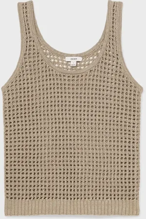 Reiss Stone Claudia Linen Open-Knit Vest XS