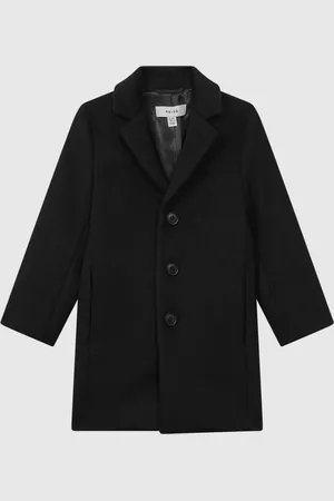 Reiss Black Gable 3-9 yrs Single Breasted Epsom Overcoat 104110cm