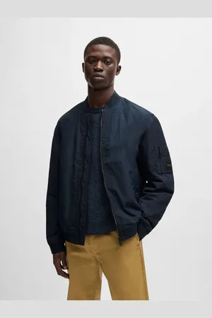 HUGO BOSS Blue Logo Badge Water-Repellent Bomber Jacket 34