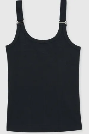 Reiss Navy Isabella Stretch-Cotton D-Ring Strap Vest M