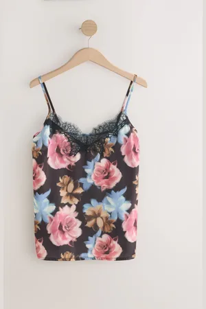 Next Black Floral Print Lace Trim Cami Top 20