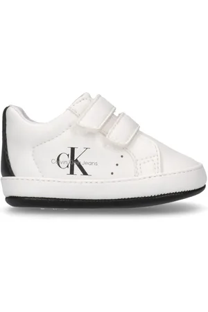 Calvin Klein White Baby Velcro Trainers 50cm