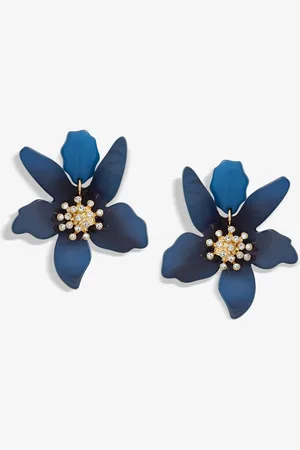 Moodstreet Blue Blue Resin Flower Statement Drop Earrings One