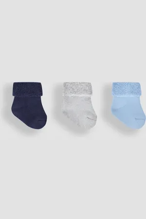JoJo Maman Bébé Navy Blue 3-Pack Baby Socks Upto 6 Months (50