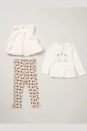 LILY & JACK Faux Fur Gilet 100% Cotton Top and Leggings Outfit Set 9298cm