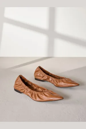 Next Signature Premium Leather Point Toe Ruched Ballerinas AU 7.5 (EU 38.5)