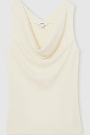 Reiss Ivory Lyra Ribbed Cowl-Neck Vest xsmall