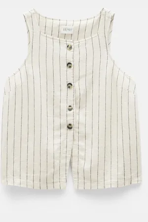 Hush Puppies Natural Phoebe Linen Blend Stripe Waistcoat 10