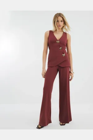 River Island Brown Waistcoat Hybrid Jumpsuit L