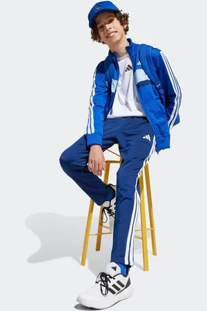adidas Blue Seasonal Essentials Tiberio 3-Stripes Tricot Kids Tracksuit 15