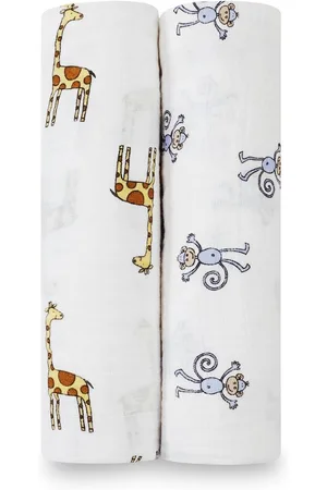 Aden + Anais White Large Muslin Jungle Jam 100% Cotton Blankets 2 Pack one