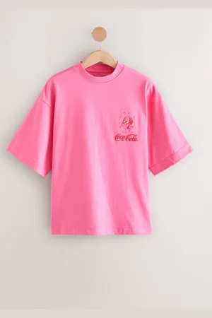 Next Pink/Red Beach Club Cotton Official Coca Cola Licence Graphic Short Sleeve Crew Neck T-Shirt xsmall