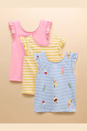 Joules Butterfly Blue & Pink Frill Sleeve Vest Three Pack 140146cm