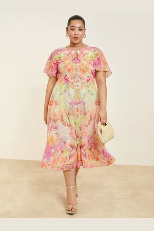 Lipsy London Printed Chiffon Short Sleeve Maxi Dress 24
