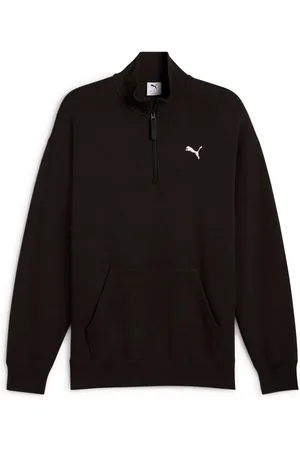 PUMA Black Mens Wardrobe Ess Relaxed Half Zip Crew 100% Cotton Sweatshirt XXL